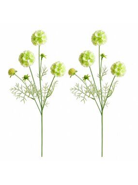 Scabiosa Flower Stems Green White Artificial Floral Filler